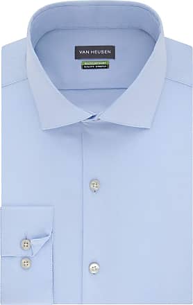 Van Heusen Mens Dress Shirt Slim Fit Stretch Solid, Blue Topaz, 16-16.5 Neck 36-37 Sleeve