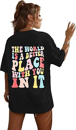 SOLY HUX Womens Oversized T Shirts graphic Tees Letter Print