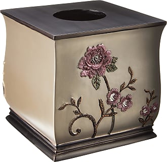 Burnt Brown Wood Square Facial Tissue Box Cover with Hinged Lid