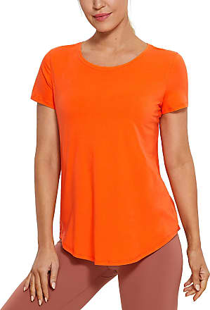 CRZ YOGA Womens Pima Cotton Workout Running Sports T-Shirt Short Sleeve Yoga Top 