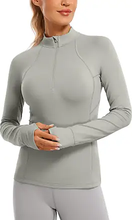  CRZ YOGA Womens Half Zip Long Sleeve Pullover Shirts Slim  Fit Workout Yoga Athletic Tops