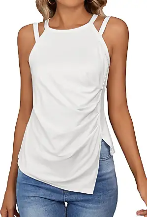 SOLY HUX Women's Summer One Shoulder Cut Out Sleeveless Skinny Bodysuit Tops