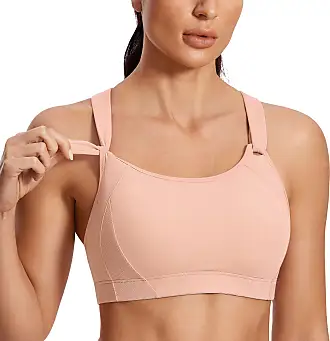 SYROKAN Sports Bras For Women High Impact Mesh Full Coverage Racerback  Support High Neck Wireless No Bounce Running Bra Leather