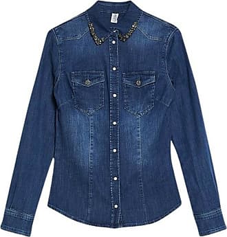 Liu jo Jeans blouse blauw geborduurde letters casual uitstraling Mode Blouses Jeans blouses 