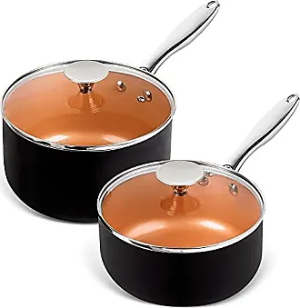Michelangelo Nonstick Sauce Pan 2 Quart, Ultra Nonstick Copper Sauce Pot 2 qt, Nonstick Sauce Pan with Lid, Small Ceramic Saucepan, Small Pot with Lid
