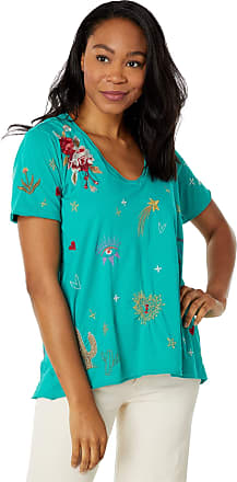 Blue Turquoise Embroidery Black Maternity Women's Short Sleeve Top S M L XL 