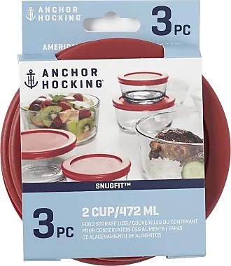 Anchor Hocking Classic Round Glass Food Storage with Navy Lid, 4 Cups, Set  of 3