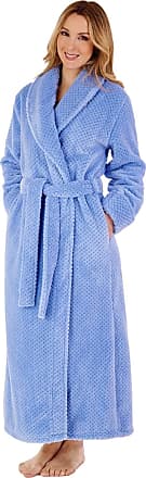 Slenderella Ladies 45/114cm or 50/127cm Lightweight White 100% Cotton Shawl Collared Belt Up House Coat Dressing Gown with Lace Trim Sizes Small Medium Large XL XXL 