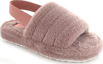 ella Ladies Faux Fur Toe Post Memory Foam Comfort Flip Flops Spa Slippers Size 3-8