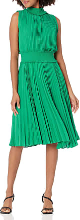 Nanette Lepore Womens Smocked High Neck Pleated Dress, Shamrock Green, 14