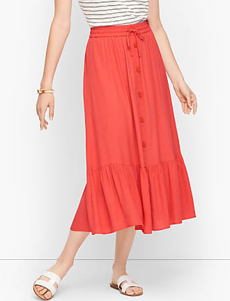 Talbots Petite - Button Front Midi Skirt - Orange Zinnia - XL Talbots