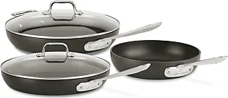 All-Clad HA1 Hard Anodized Nonstick Sauteuse Pan with Acacia Trivet and  Spoon 4 Piece, 4 Quart Induction Oven Broiler Safe 500F, Lid Safe 350F Pots