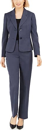 Le Suit Womens 2 Button Notch Collar Twill Melange Pant Suit, Blue Grey, 8