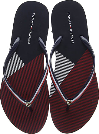 Tommy Hilfiger Womens Flat Beach Sandal Shiny Jacquard Flip Flops