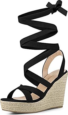 Allegra K Womens Cutout Wedge Lace up Sandals 