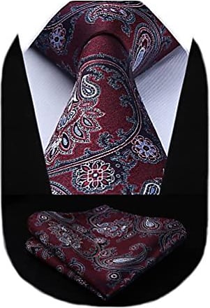 Hisdern Bourgogne hommes Cravate rouge Mouchoir de mariage classique cravate et Pocket equerre