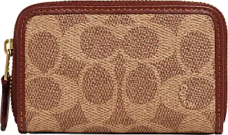 COACH Small Zip Around Card Case With Floral Print in Brown