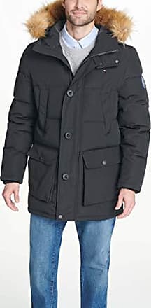 Tommy Hilfiger Mens Micro Twill Full-Length Hooded Parka Coat