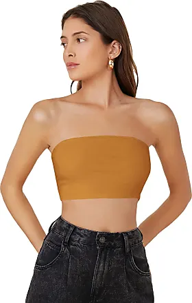 MakeMeChic Women's Fitted Crop Tube Top Basic Strapless Bandeau Black  Petite Petite XXS at  Women's Clothing store
