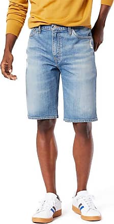 ONTBYB Mens Summer Light Weight Striped Jeans Slim Brush Denim Shorts