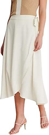 NA-KD Synthetik Classic Tailored Overlap Midi Skirt in Natur Damen Bekleidung Röcke Mittellange Röcke 