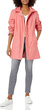 Jones New York Womens Hooded Trench Coat Rain Jacket, Pink Lift, XS