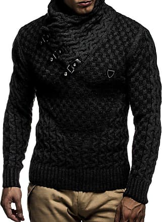 Long-Sleeved Slim fit Shirt Basic Longsleeve Sweatshirt with Shawl Collar for Men LEIF NELSON Men’s Knitted Pullover 