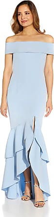 Adrianna Papell Womens Crepe Ruffle Gown, Elegant Sky, 14