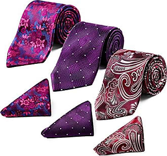 Cravate homme violet noir rayée ensemble de cravate 2 Pièces 100% Soie Cravate + Mouchoir