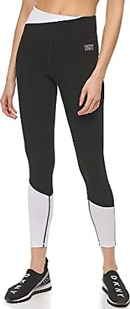 DKNY Women's Tummy Control Workout Yoga Leggings, Black with Black