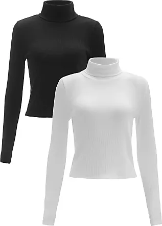 Buy Floerns Women's Solid High Neck Long Sleeve Rib Knit Sweater