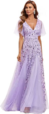 Ever-Pretty Womens Floor Length A Line Round Neck Chiffon Elegant Evening Dresses with Sequin 00623 