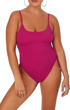 Plunge Halter Neck One Piece Swimsuit & Bodysuit in Red Crinkle