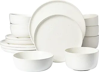 Gibson Home Oslo 12-Piece Porcelain Double Bowl Dinnerware Set Grey