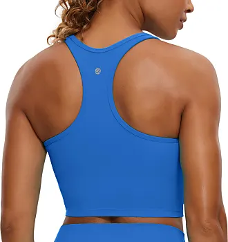 CRZ YOGA Butterluxe Womens V Neck Longline Sports Bra - Padded Workout Crop  Tank Top with Built in Bra