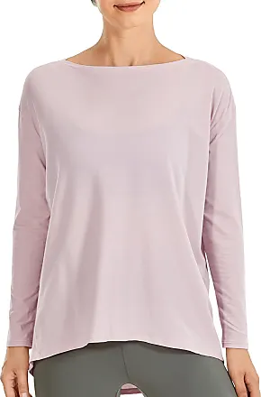 CRZ YOGA Women's Yoga Loose Fit Tops Pima Cotton Cropped Long Sleeve