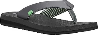 Sanuk Flip Flops Mens Gray Woven Canvas Comfort Sandals Charcoal Slippers  Yogi 4