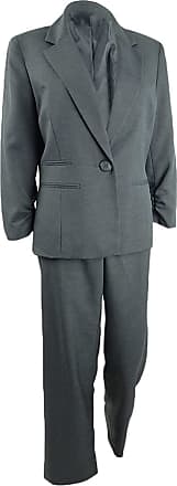 Le Suit Womens Plus Size Striped Cross Dye 2 Button Notch Collar Pant Suit 
