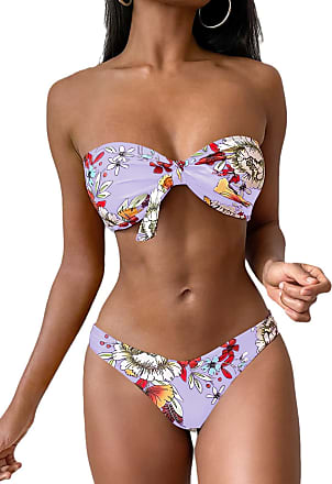 & Bademode Bademode Bikinis Bandeau Bikinis Rombi-print bandeau bikini top Farfetch Damen Sport 