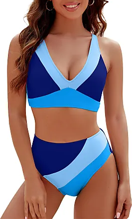Blue Two Piece Arena Swimsuit Set For Women Sexy Denim Bikini With