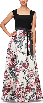 S.L. Fashions Womens Maxi Chiffon Print Skirt Dress, Black Pink Floral, 10