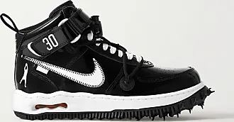 Nike + Off-white Air Force 1 Embroidered Patent-leather High-top Sneakers  in Black