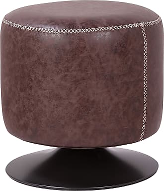 New Pacific Direct 6700018 Farren Recycled Leather Round Coffee Table Furniture Umber Brown 