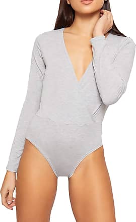 LINMON Women's Round CollarLong Sleeve Bodysuit Stretchy Jumpsuit Tops 