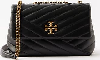 Tory Burch Women's Kira Chevron Powder Coated Convertible Shoulder Bag,  Black, One Size: Handbags