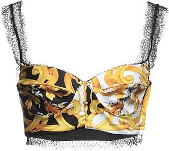 Versace Barocco Lace Bra Top In Paisley,yellow,white - White