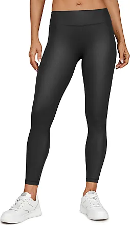 CRZ YOGA Matte Faux Leather Women's Leggings 25 Inches Leather Pants High  Waist