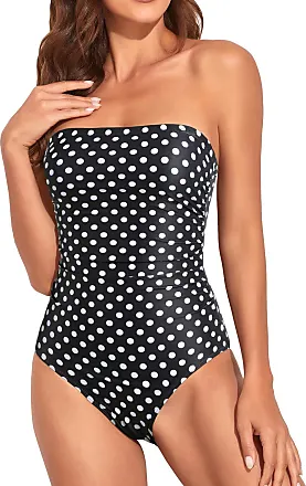 Women's Bandeau One Piece Swimsuit with Tummy Control in Black