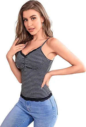 SOLY HUX Women's Lace Trim Bustier Cami Top Sleeveless Slim Fit Sexy Corset  Crop Tops Bodyshaper