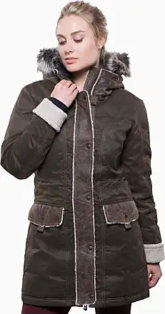 DKNY Faux Fur Hood Belted Anorak Olive XS (0-2) at  Women's Coats Shop